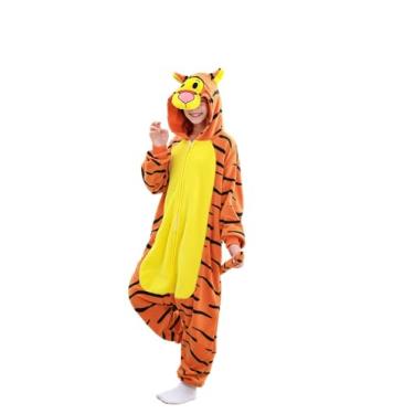 Imagem de ZephyrPourset Pijama infantil de animal tigre fantasia cosplay de Halloween, roupa de dormir de uma peça