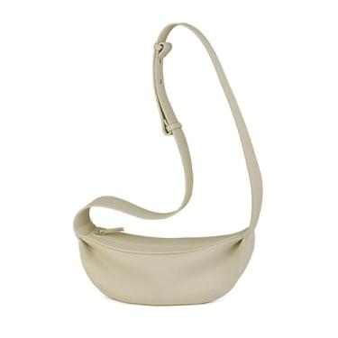 Imagem de DONNAIN Bolsa tiracolo feminina de couro legítimo, estilo minimalista, casual, com alça larga, Bege novo