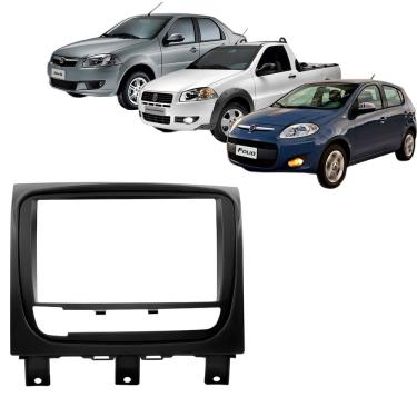 Imagem de Moldura Painel Central 2 Din Som Dvd Palio Strada Siena EL 2013 à 2020 Preto Novum Expex Epx 112