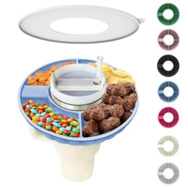 Imagem de WVNWVN Tigela de lanche para copo Stanley, bandeja de silicone para lanches com tampa compatível com copo Stanley de 850 g, anel de lanche reutilizável adequado para suporte de copo de carro, casa, ao