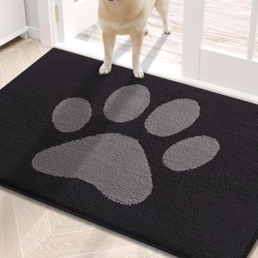 Imagem de Buganda Tapete de porta de cachorro para patas enlameadas, capachos absorventes de sujeira antiderrapante, tapete de baixo perfil lavável para cães de lama, tapete de entrada para piso interno (76 x