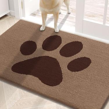 Imagem de Buganda Tapete de porta de cachorro para patas enlameadas, capachos absorventes de sujeira antiderrapante, tapete de baixo perfil lavável para cães de lama, tapete de entrada para piso interno (76 x