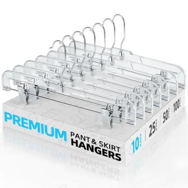 Imagem de Cabides para saia e calça HOUSE DAY Clear Plastic, pacote com 10