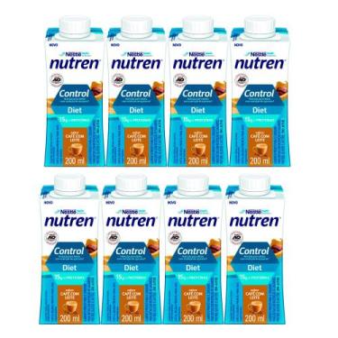 Imagem de Kit 8 Nutren Control Diet com 15g de Proteínas Sabor Café com Leite 20