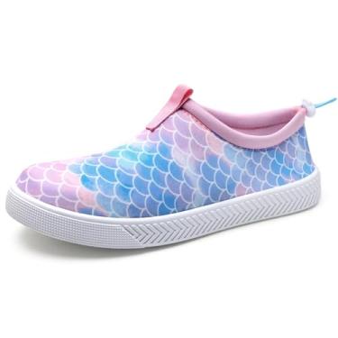 Imagem de WateLves Tênis aquático masculino e feminino de secagem rápida, casual, sem cadarço, com orifícios de drenagem, leve, antiderrapante para esportes aquáticos ao ar livre, Escama de peixe rosa, 6.5