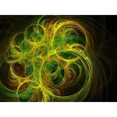 Imagem de Quadro Decorativo com Estampa Colored Abstract Round Curves And Lines Black 50 x 50 Vinil 2 unidades