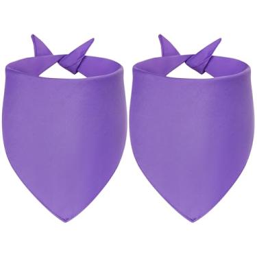 Imagem de Agroon Bandanas de cachorro em branco roxo grande 2 peças, cachecol de algodão sólido DIY, lenço de babador reversível triangular durável para filhotes, presente personalizado de aniversário/festa