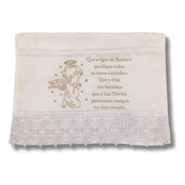 Imagem de Toalha de lavabo  Bordada Anjo Batismo - DaniBordados, Branco