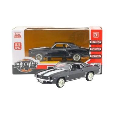 Imagem de Modelo De Brinquedo Diecast Chevrolet Camaro SS 1969 Preto Fosco Para 