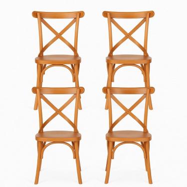 Imagem de Kit 4 Cadeiras Madeira Sala de Estar Gourmet Katrina Paris Amendoa