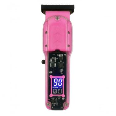 Imagem de Maquina De Cortar Cabelo Transparente Visor Digital Rosa