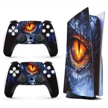 Imagem de Skin Sticker para Game Console 5 Cover - Dragon Eyes, compatível com edição de disco e edição digital (não Slim Ver) - 2 capas de controle e capa de console - sem bolhas, proteção total, removível