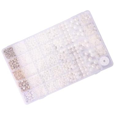 Imagem de Miçanga para artesanato kit de fabricação de pulseira de contas brancas redondas para fabricação de joias sortidas DIY arte artesanal para mulheres meninas (ouro branco)