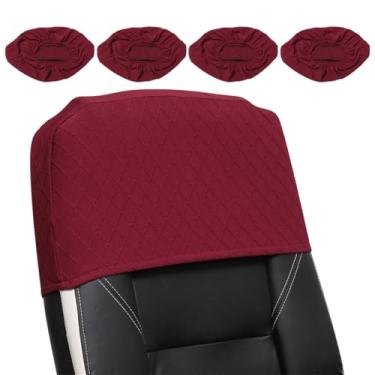 Imagem de Buenanir Capa elástica para encosto de cabeça para cadeira de escritório jacquard para cadeiras de escritório, protetor de móveis antiderrapante para cadeiras de computador com encosto alto, 4 peças