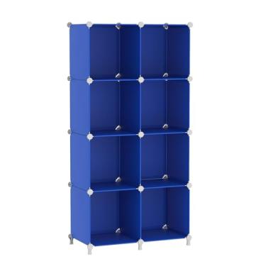 Imagem de AWTATOS Organizador de armazenamento de cubos, 8 organizadores de armário e prateleiras de armazenamento, estante empilhável DIY para quarto, casa, azul almirante