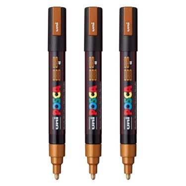 Imagem de posca Marcadores de tinta à base de água PC-5M, ponta média reversível (1,8-2,5 mm), bronze, 3 unidades