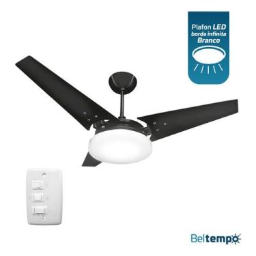 Imagem de Ventilador de Teto Lustre Borda Infinita Pás MDF LED Branco 6500K Belt