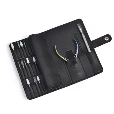 Imagem de KAZIPOP Suporte de brocas para unhas, organizador de brocas para unhas, expositor, organizador de 37 furos, carteira compacta para ferramentas de manicure (não inclui brocas) (preto)