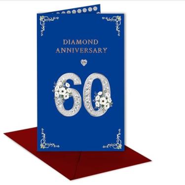 Imagem de KENREE Cartão de aniversário de 60 anos para marido, esposa, ele, namorado, namorada, cartão de aniversário de casamento de 60 anos, presente para casal, pais, filho e filha, decorações de feliz