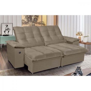 Imagem de Sofá 3 Lugares Retrátil Reclinável 200cm com USB Veludo Canadá Requinte