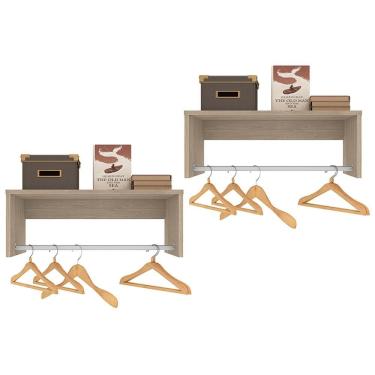 Imagem de Kit 2 Nichos Cabideiros Suspensos Berlim Carvalho Castanho