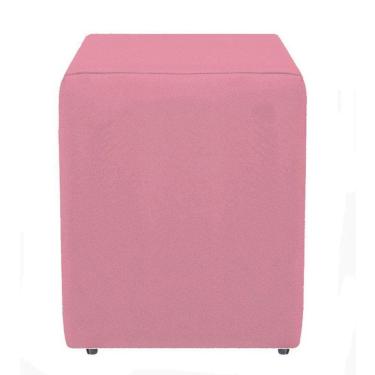 Imagem de Puff quadrado cubo decorativo em suede rosê para sala quarto