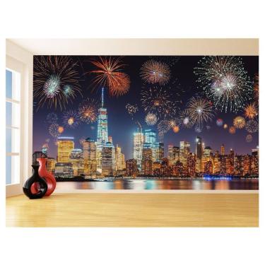 Imagem de Papel De Parede Prédios Noite Fogos Artifício 3,5M Ncd382