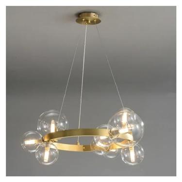 Imagem de - Lustre de bola de vidro LED Sala de estar Sala de jantar Luzes pendentes Compatível com decoração de casa dourada para quarto Luminária suspensa Luminária lustre