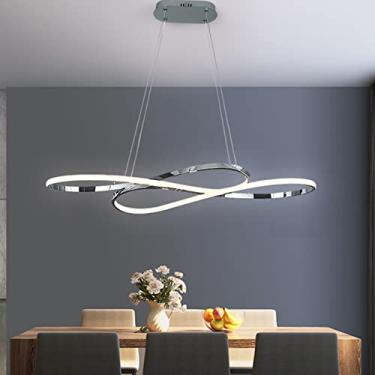 Imagem de Luminária pendente LED regulável com controle remoto, lustre moderno para sala de jantar, cozinha, ilha, sala de estar, escritório e quarto, luminária de teto embutida e elegante
