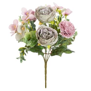 Imagem de Flores artificiais de seda, peônia, bola, crisântemo, jardim ao ar livre, buquê de noiva, festival, casa, vaso, festa, faça você mesmo (1 peça/roxo)