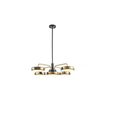 Imagem de Luminária pendente preta dourada LED industrial moderna luminária pendente decoração para casa quarto luzes pendentes de teto, lustres de LED, uma cor - 5 cabeças