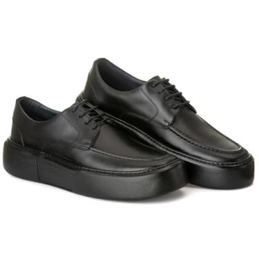 Imagem de Tênis Confort Masculino em Couro Premium Solado Alto Estilo Urbano Sofisticado