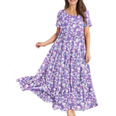 Imagem de Vestido YESNO casual, solto, boêmio, floral com bolsos para mulheres