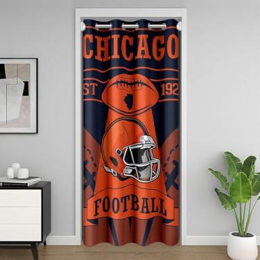 Imagem de Erosebridal Cortinas de porta de futebol americano para privacidade de portas, cortina blackout para jogos de futebol esportivo 86 cm L x 203 cm C, cortina divisória de quarto para fãs de esportes