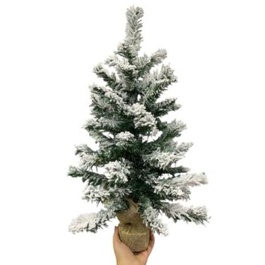 Imagem de Arvore de Natal, Mini Arvore de Natal Decorada, Mini Arvore de Natal Flocada Pinheiro 55cm 60 Galhos Pequena Decoração