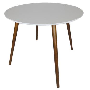 Imagem de Mesa Jantar Redonda Branco 80cmTampo Mdf Pé Palito reta - JT Home, Pre