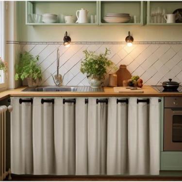 Imagem de Cortina de Pia Cozinha PVC Impermeável Decorativa Fácil Limpeza Proteç