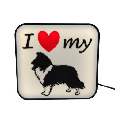 Imagem de Luminária Pastor de Shetland Pet Cachorro Led Abajur Mesa 3D com Fonte