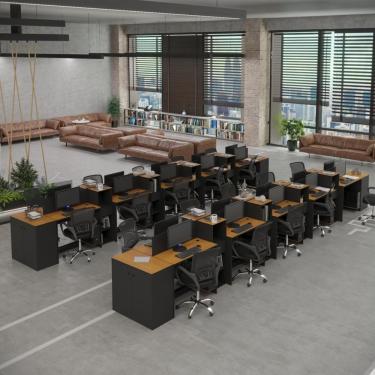 Imagem de Estação De Trabalho 20 Lugares Office Tech 20 Mesas 16 Armár - Preto E Cedro Preto E Cedro