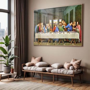 Imagem de Quadro com Moldura e Acrilico Cristal Vidro Sala Quarto Santa Ceia Rel