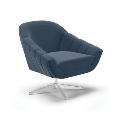 Imagem de Poltrona Giratória Giovana Suede Azul Marinho Base Cromada - D'Rossi