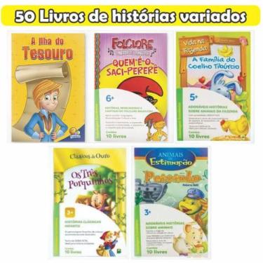 Imagem de 50 Livros Infantis C/ Histórias Clássicos Variadas Atacado