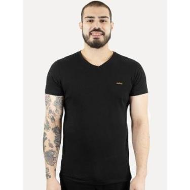 Imagem de Camiseta Colcci Masculina V-Neck Logo Minimalista Preto-Masculino