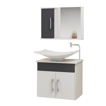 Imagem de Conjunto Bali MDF gabinete para banheiro 50cm com cuba e espelheira(TITANIUM)