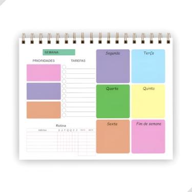 Imagem de Planner Semanal Permanente 25x18cm | 50 Folhas (50 Semanas) – Organizador Não Datado de Tarefas e Rotina com Espiral | Produtividade para Escritório, Estudos e Casa | Capa Transparente (Colorido)