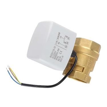 Imagem de Cryfokt Válvula de Esfera Motorizada Elétrica de Latão Sem Vazamento para Sistemas de Ar Condicionado DN50 Válvula de Esfera Motorizada de 2 Vias e 3 Fios de 2 Polegadas para Sistemas HVAC