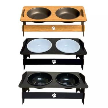 Imagem de Comedouro em MDF Elevado Para Pets Bebedouro Para Gatos e Cães Cores Variadas (PRETO)