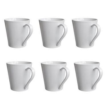 Imagem de Kit 4, 6 ou 12 Canecas Xícaras Porcelana Branca Lisa 120ml Hotel Cozinha Chá Café Resistentes Elegantes Profissional (Kit 6 Canecas)