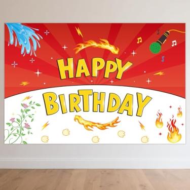 Imagem de Cenário Desenho Animado Feliz Aniversário, 150x100cm Faixa de Aniversário Desenho Animado Tema Vermelho Branco Amarelo Suprimentos Festa Decoração para Meninos Meninas Chá de Bebê