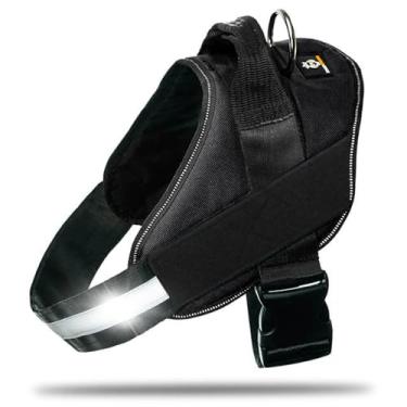 Imagem de Peitoral antipuxão para cães com painéis de remendo e alça, ajustável, refletivo, fácil de colocar e resistente para cães de tamanho médio e pequeno - preto, P 4,5 a 8,6 kg